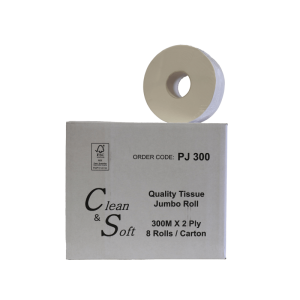 Jumbo Toilet Paper (300m 2ply, 8 rolls)